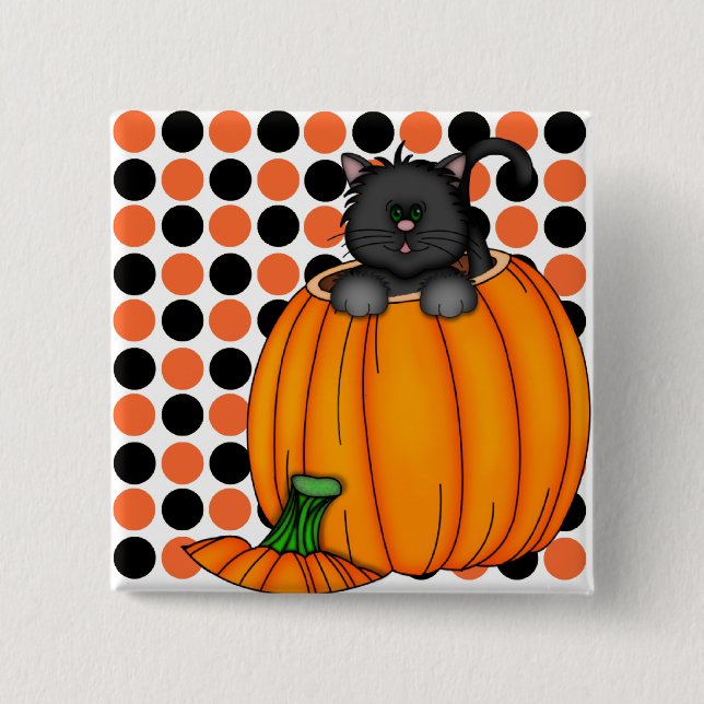 Halloween Cat T-shirts and Gifts 2 Inch Square Button (Front)