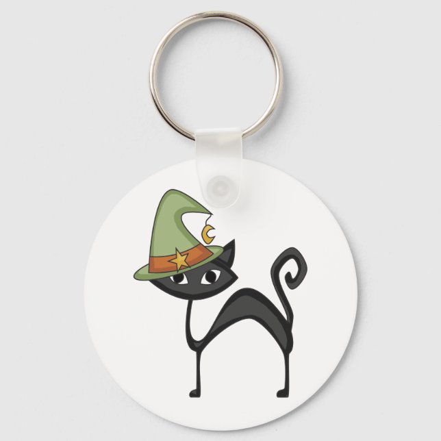 Halloween Cat T-shirts and Gifts Keychain (Front)