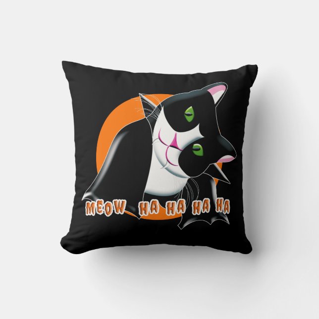Halloween Cat Throw Pillow (Front)