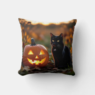 Halloween. Cat Throw Pillow
