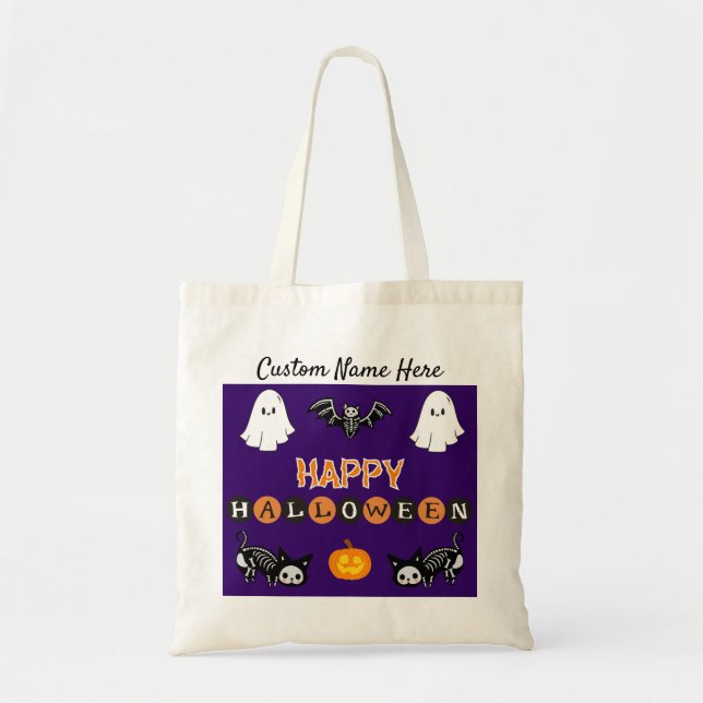 Halloween Cat Tote Bag - Personalize (Front)