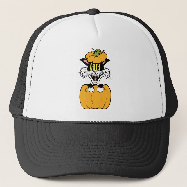 Halloween Cat Trucker Hat (Front)