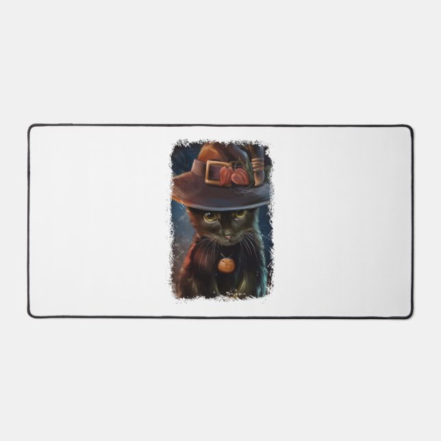 Halloween Cat Tshirt Desk Mat (Front)