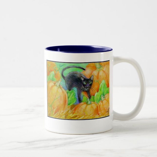 Halloween Cat Two-Tone Coffee Mug (Right)