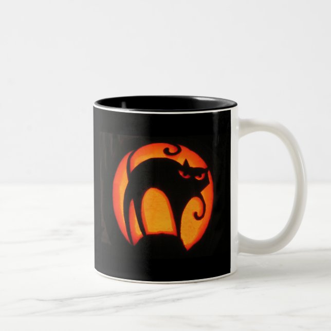 Halloween Cat Two-Tone Coffee Mug (Right)