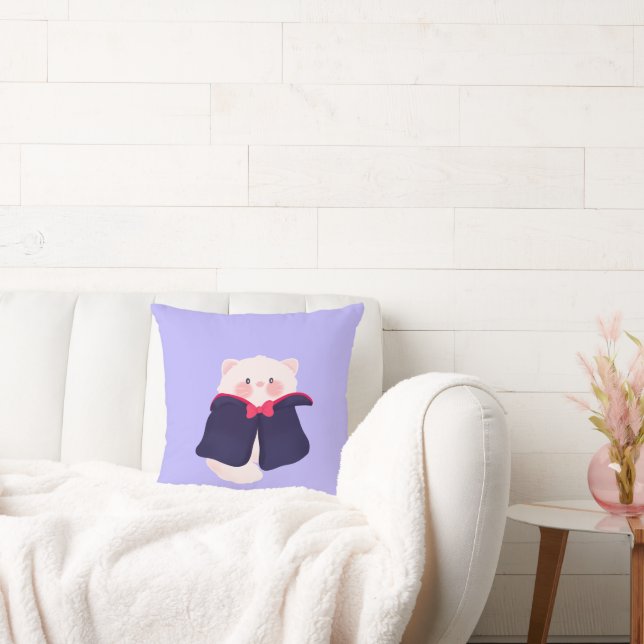 Halloween Cat Vampire  Throw Pillow (Couch)