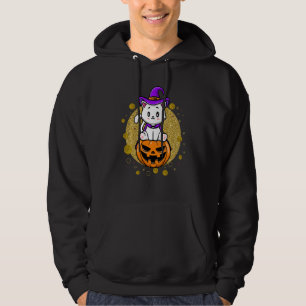 Halloween Cat Witch Hat Pumpkin Costume Hoodie