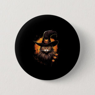 Halloween Cat Witch Hat Pumpkin Costume Spooky Sea 2 Inch Round Button