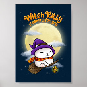Halloween Cat Witch Kitty Poster