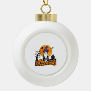 Halloween Cat Witch Pumpkin Vintage Spooky_1 Ceramic Ball Christmas Ornament