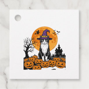 Halloween Cat Witch Pumpkin Vintage Spooky_1 Favour Tags