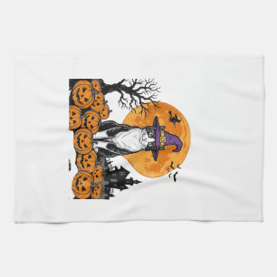 Halloween Cat Witch Pumpkin Vintage Spooky_1 Kitchen Towel