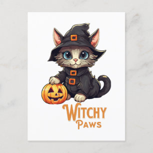 Halloween Cat Witchy Paws Postcard