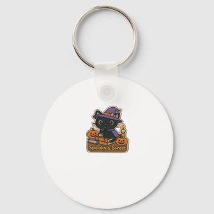 Halloween Cat with Magic Books � Spooky & Sweet Em Keychain