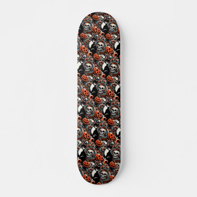 Halloween Cat with Pumpkins Skateboard (Front)