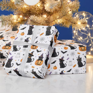 Halloween Cat Wrapping Paper Cat Lover Gift