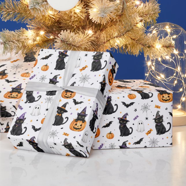 Halloween Cat Wrapping Paper |Cat Lover Gift (Holidays)
