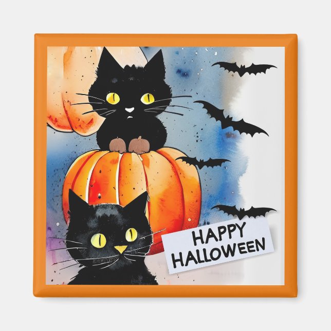 Halloween Cats And Bats Magnet (Front)
