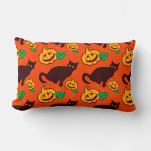 Halloween cats and pumpkins. Two side design Lumbar Pillow
