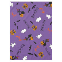 Halloween Cats, Bats and Ghosts Cotton Tablecloth