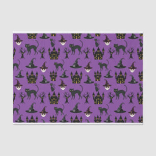 HALLOWEEN CATS CASTLES HATS SKULLS TREES CATS TISSUE PAPER