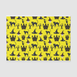 HALLOWEEN CATS CASTLES HATS SKULLS TREES CATS TISSUE PAPER