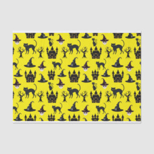 HALLOWEEN CATS CASTLES HATS SKULLS TREES TISSUE PAPER