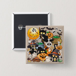 Halloween Cats Funny Party 2 Inch Square Button