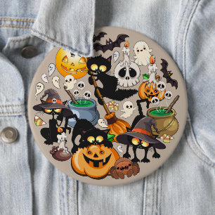 Halloween Cats Funny Party 6 Inch Round Button