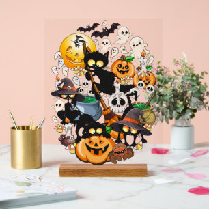 Halloween Cats Funny Party Acrylic Sign