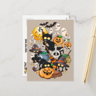 Halloween Cats Funny Party Holiday Postcard