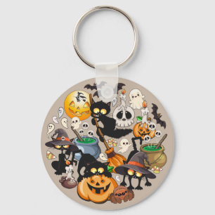 Halloween Cats Funny Party Keychain