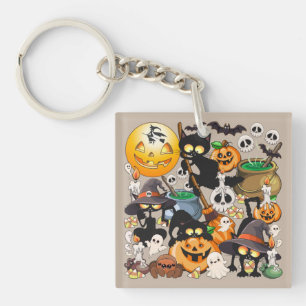 Halloween Cats Funny Party Keychain