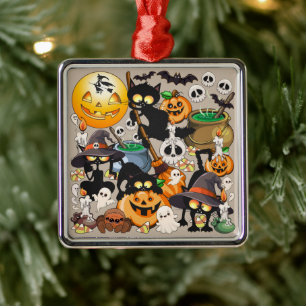 Halloween Cats Funny Party Metal Ornament