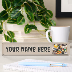 Halloween Cats Funny Party Nameplate