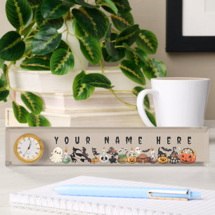 Halloween Cats Funny Party Nameplate