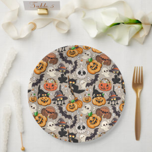 Halloween Cats Funny Party Paper Plate