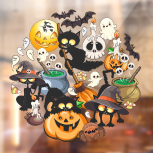 Halloween Cats Funny Party Window Cling