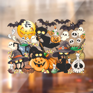 Halloween Cats Funny Party Window Cling