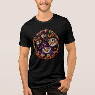 Halloween Cats in Witch Hats Tri-Blend Shirt