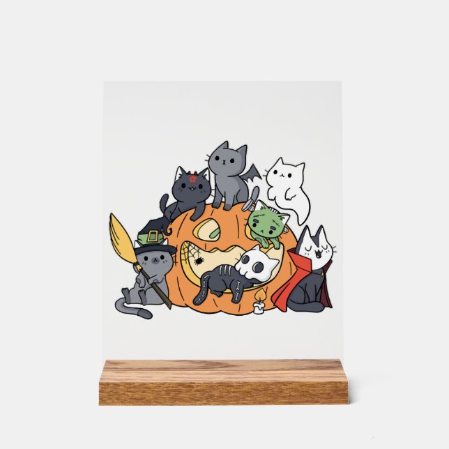 Halloween Cats Kittens Acrylic Sign (Front)