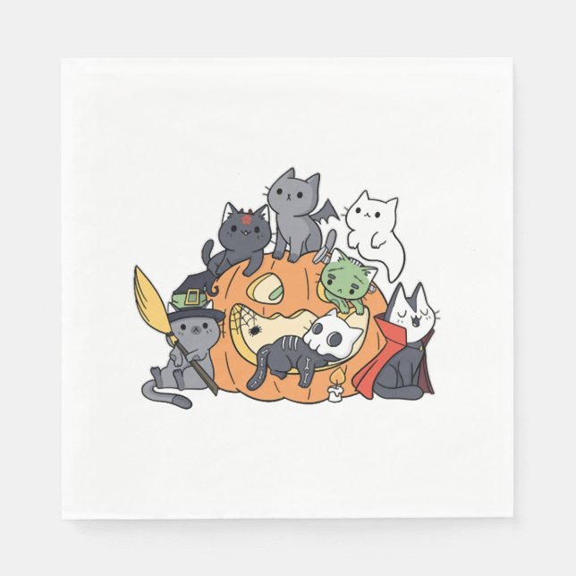 Halloween Cats Kittens Napkin (Front)