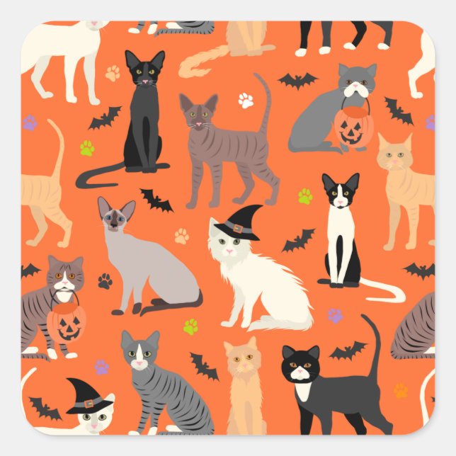 Halloween Cats Square Sticker (Front)