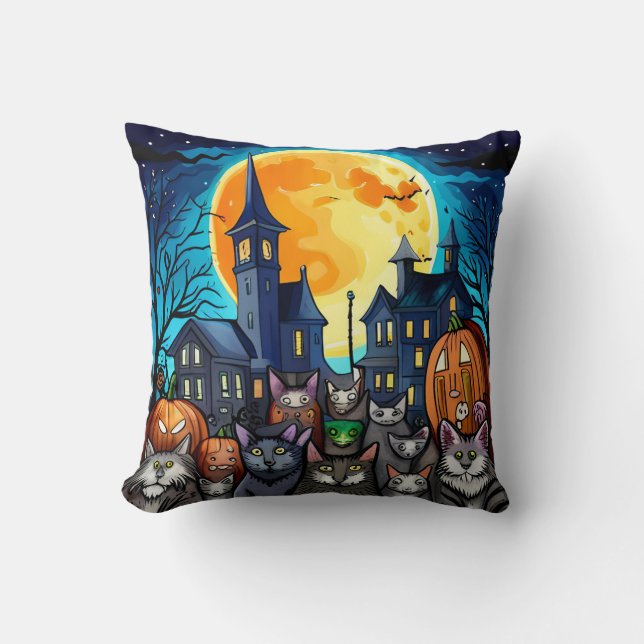 Halloween cats throw pillow (Front)