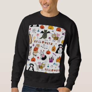 Halloween Cats Vintage Line Pattern Sweatshirt