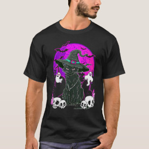 Halloween Cats With Witch Hat Costume Hat Hocus Po T-Shirt
