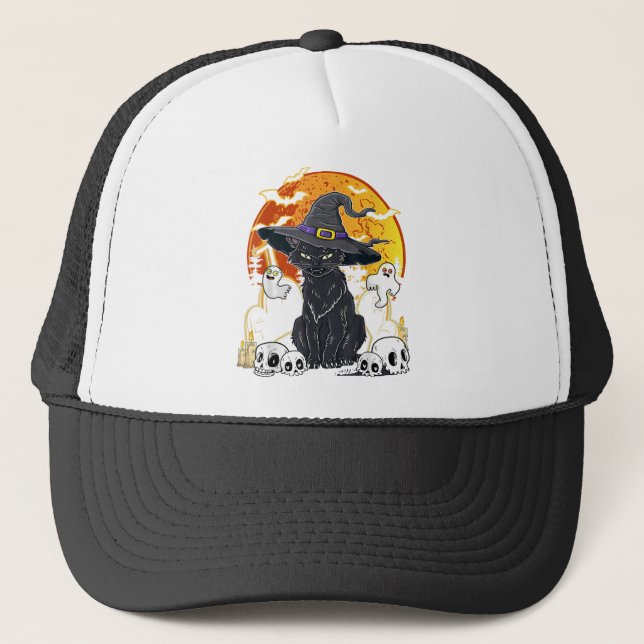 Halloween Cats With Witch Hat Costume Hat Tee Hocu (Front)