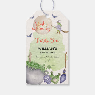 Halloween Cauldron Baby Brewing Shower Thank You Gift Tags