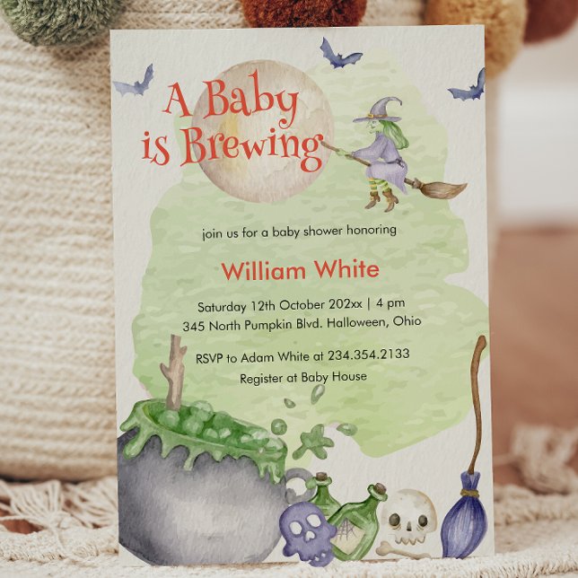 Halloween Cauldron Baby is Brewing Shower Invitation (Halloween Cauldron Baby is Brewing Shower Invitation)