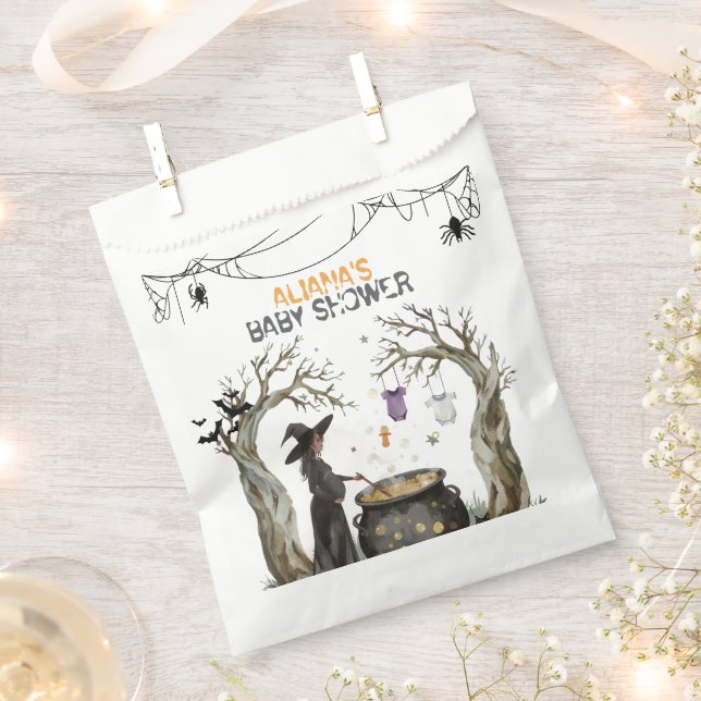 Halloween Cauldron Spooky Black Witch Baby Shower  Favour Bag (Clipped)